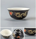Vintage black and gold dragon tea cup kitchen porcelain set