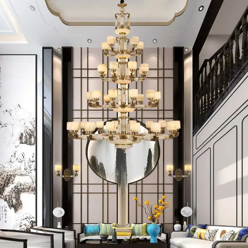 Modern gold decorbites jade chandelier living room glass cluster light
