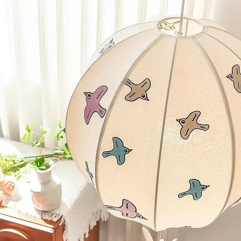 Chinese medieval dove embroidery pendant light cream bedroom lantern