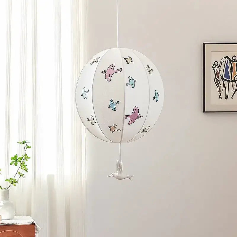 Chinese medieval dove embroidery pendant light cream bedroom lantern