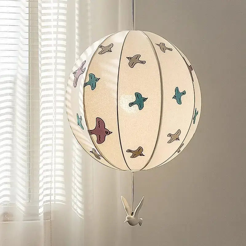 Chinese medieval dove embroidery pendant light cream bedroom lantern