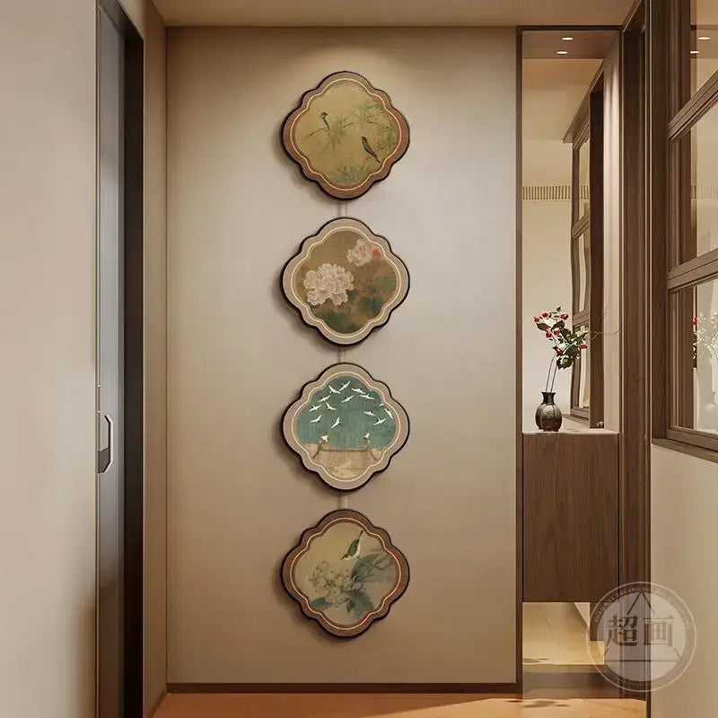 Ceramic floral bird chinese painting hanging mural porch door decor