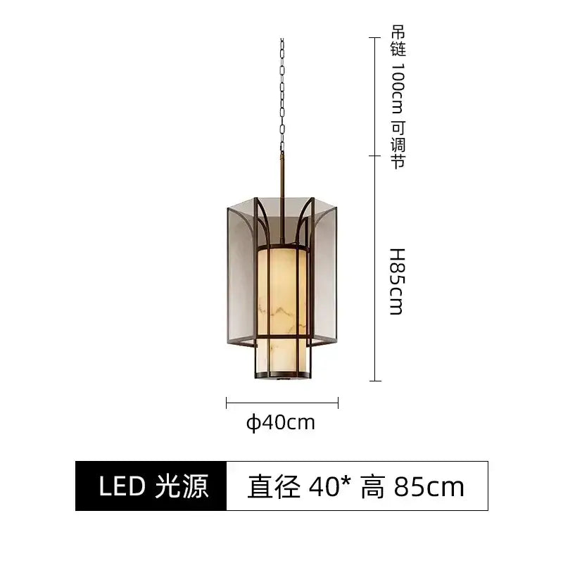 Chinese retro chandelier black and amber lanterns for bedroom