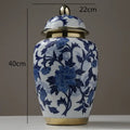 Chinese retro blue & white porcelain storage tank vase living room