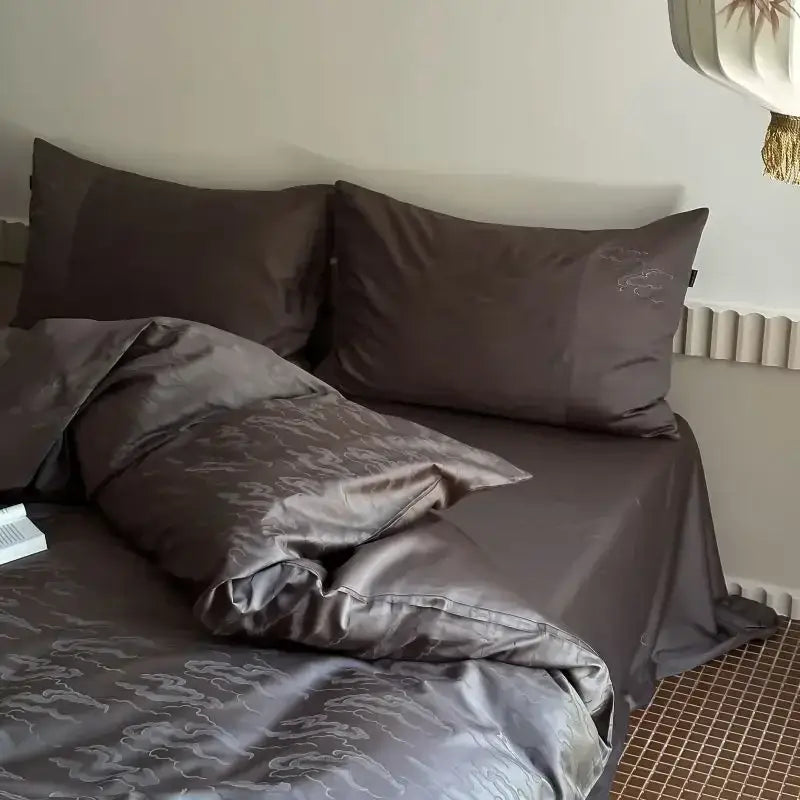 Luxury cream and white floral cotton jacquard duvet cover set bedroom