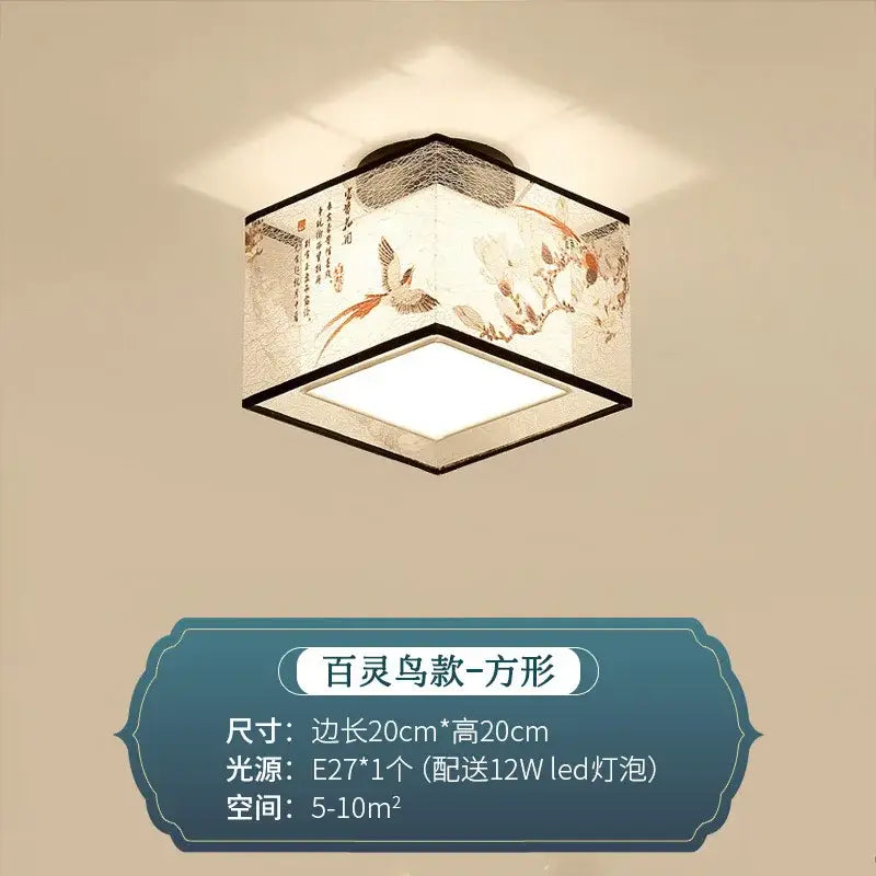 Chinese style ceiling lamp for villa corridors with ink wash painting