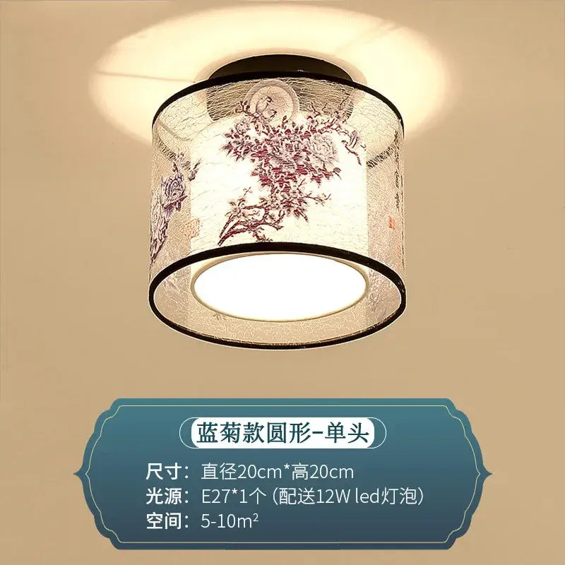 Chinese style ceiling lamp for villa corridors with ink wash painting