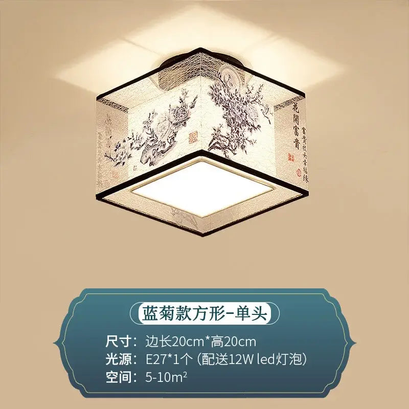 Chinese style ceiling lamp for villa corridors with ink wash painting