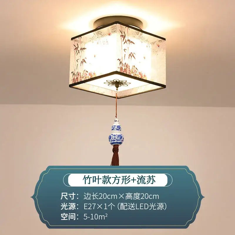 Chinese style ceiling lamp for villa corridors with ink wash painting
