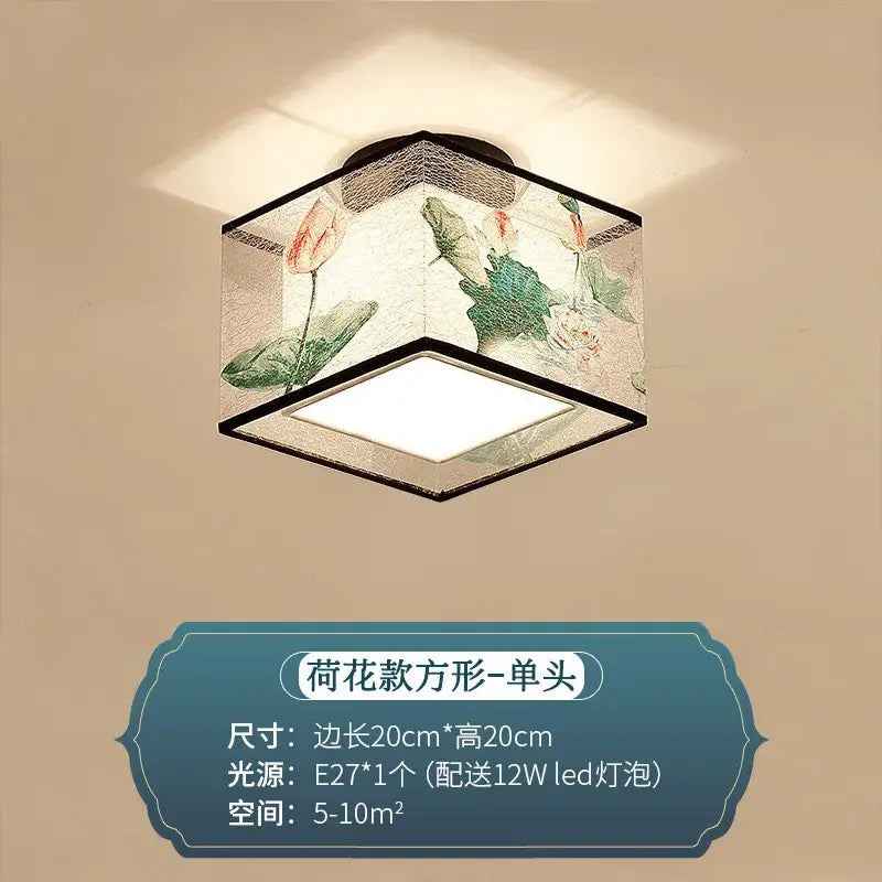 Chinese style ceiling lamp for villa corridors with ink wash painting