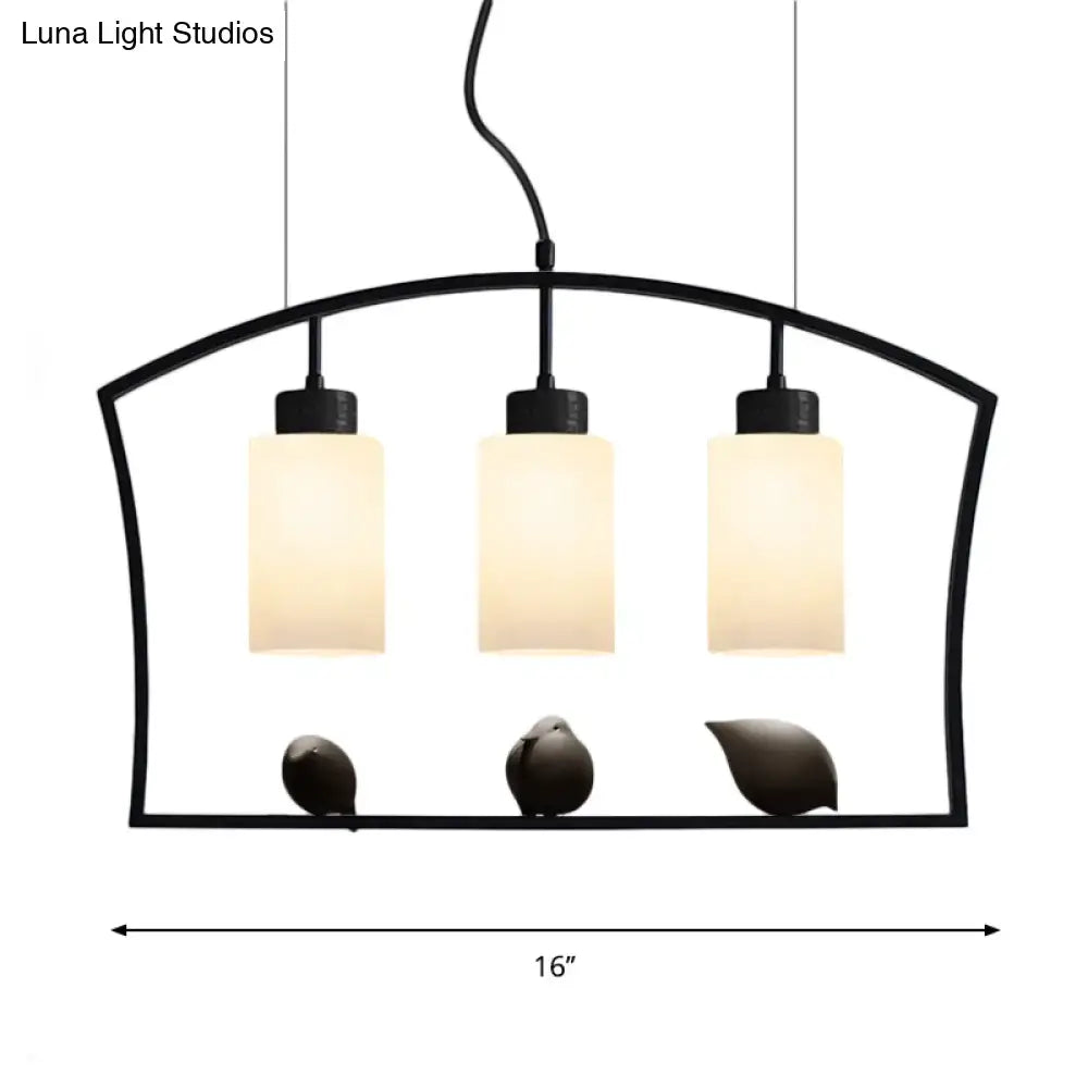 Chinese style black cylinder island light fixture for kitchen dining room