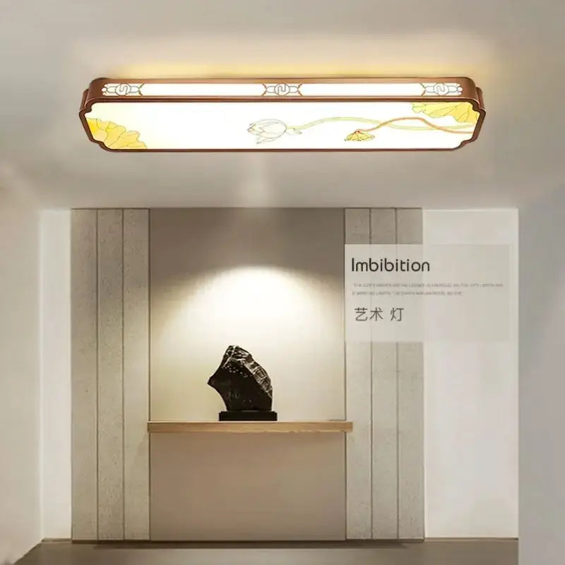 Chinese enamel floral led ceiling lights for entrance and balcony