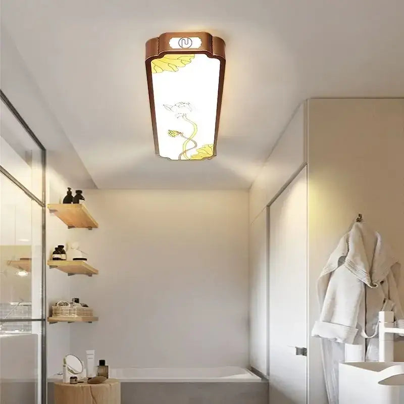 Chinese enamel floral led ceiling lights for entrance and balcony