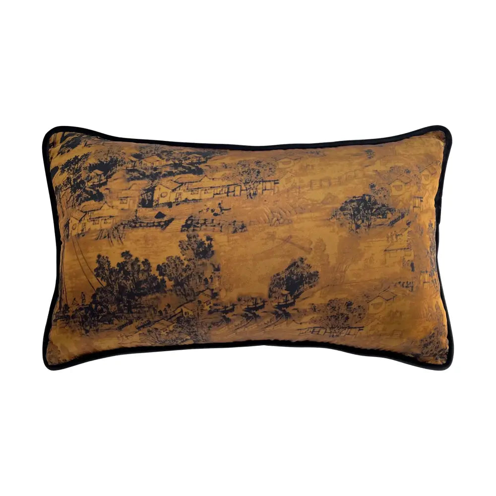 Decorbites chinoiserie sunset gold accent cushion cover living room
