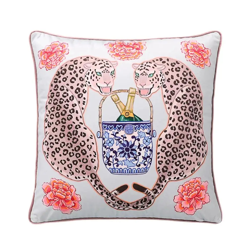 Chinoiserie zebra & peonies cushion cover living room decor
