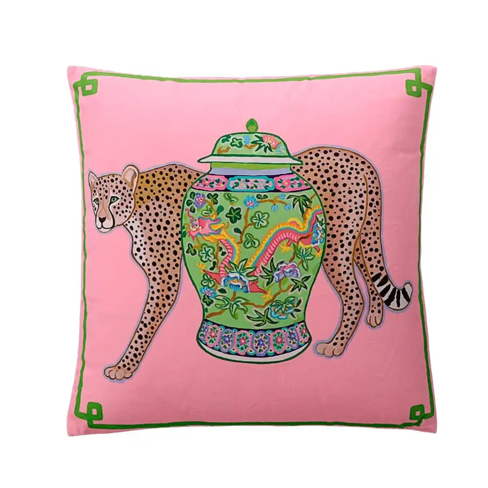 Chinoiserie zebra & peonies cushion cover living room decor