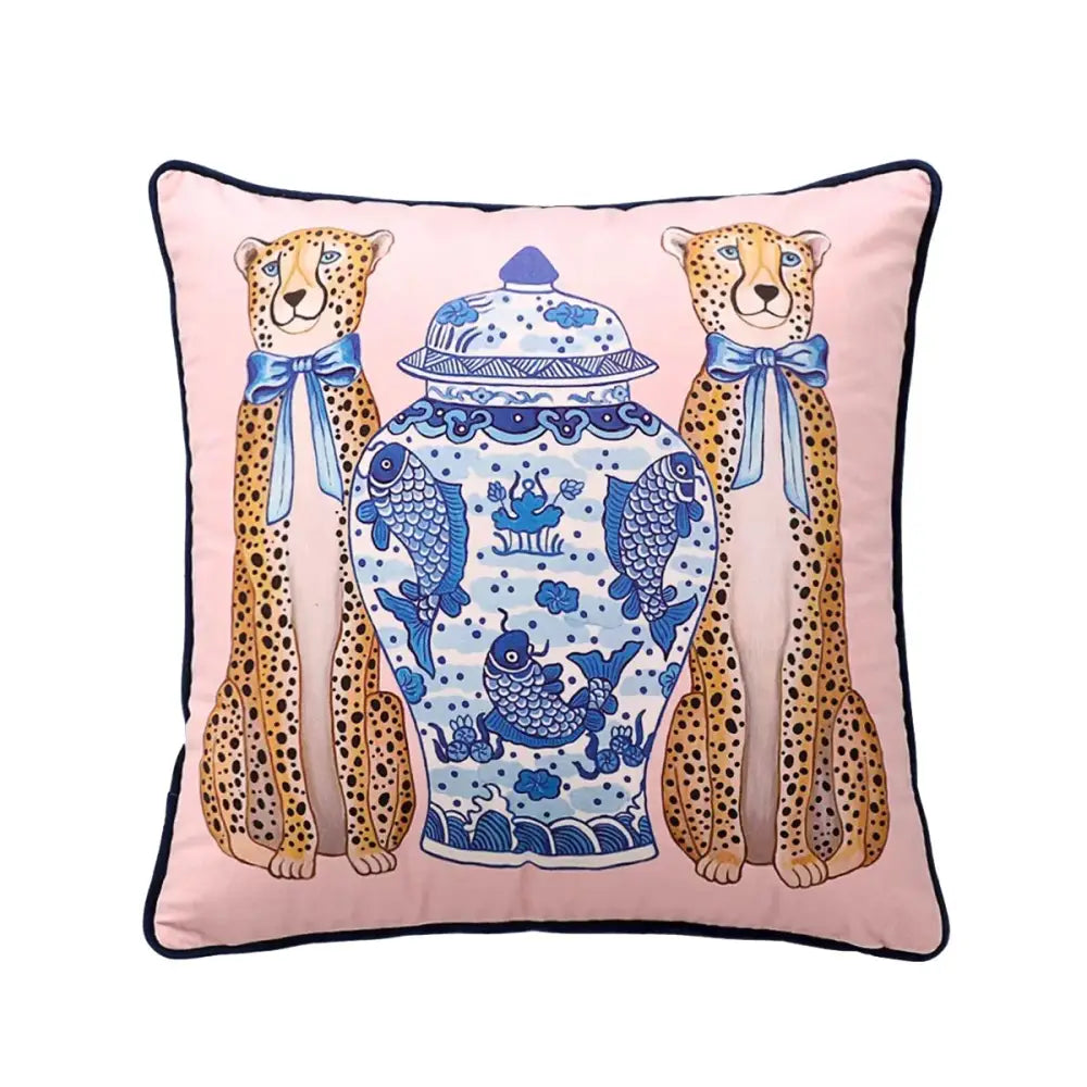 Chinoiserie zebra & peonies cushion cover living room decor