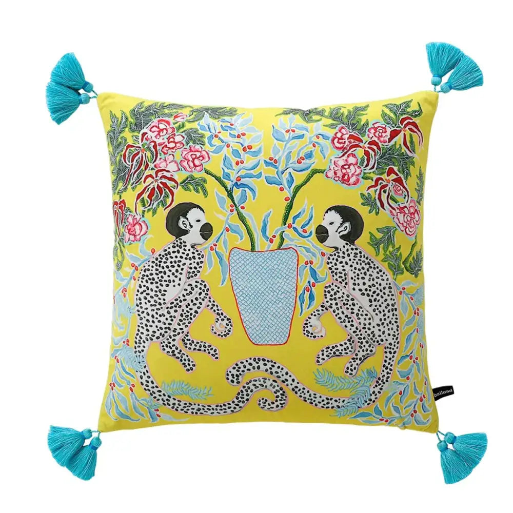 Chinoiserie zebra & peonies cushion cover living room decor