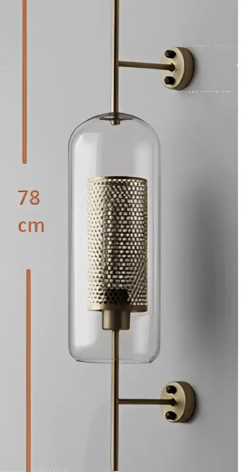 Postmodern brushed brass chiswick glass wall light bedroom sconce