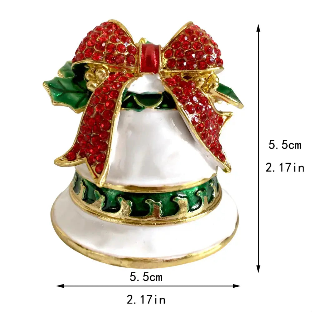 White enamel christmas bell trinket box – living room holiday decor