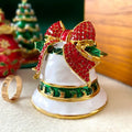 White enamel christmas bell trinket box – living room holiday decor