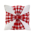 Red & green christmas bow patchwork velvet pillow set living room