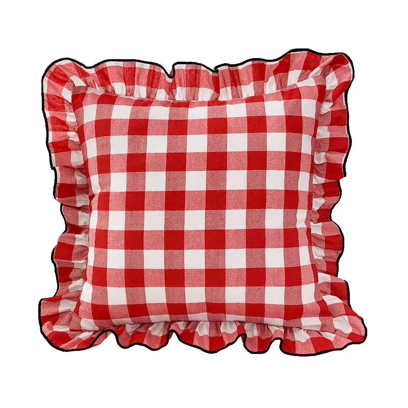 Red & green christmas bow patchwork velvet pillow set living room