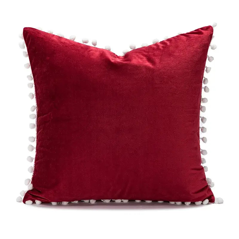 Red & green christmas bow patchwork velvet pillow set living room