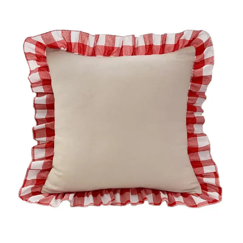 Red & green christmas bow patchwork velvet pillow set living room