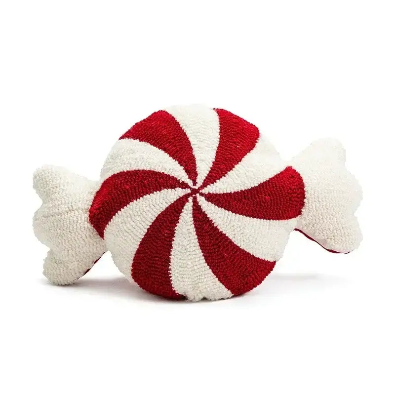 Hand knitted red & white christmas candy cushions living room decor