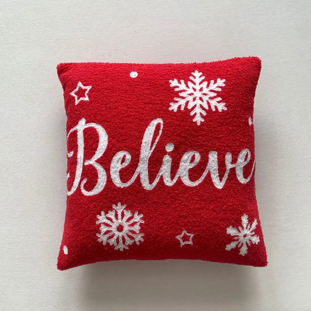 White plush christmas cartoon embroidered pillow covers living room