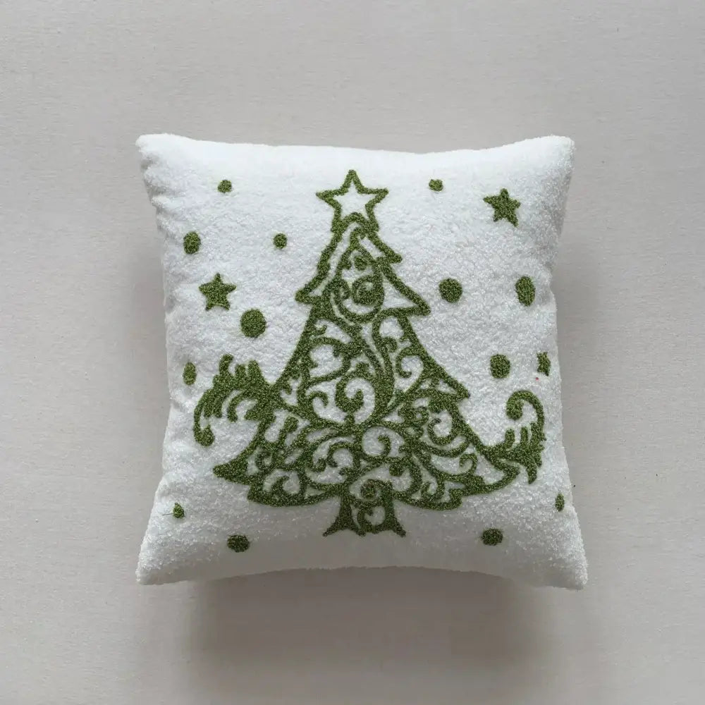 White plush christmas cartoon embroidered pillow covers living room