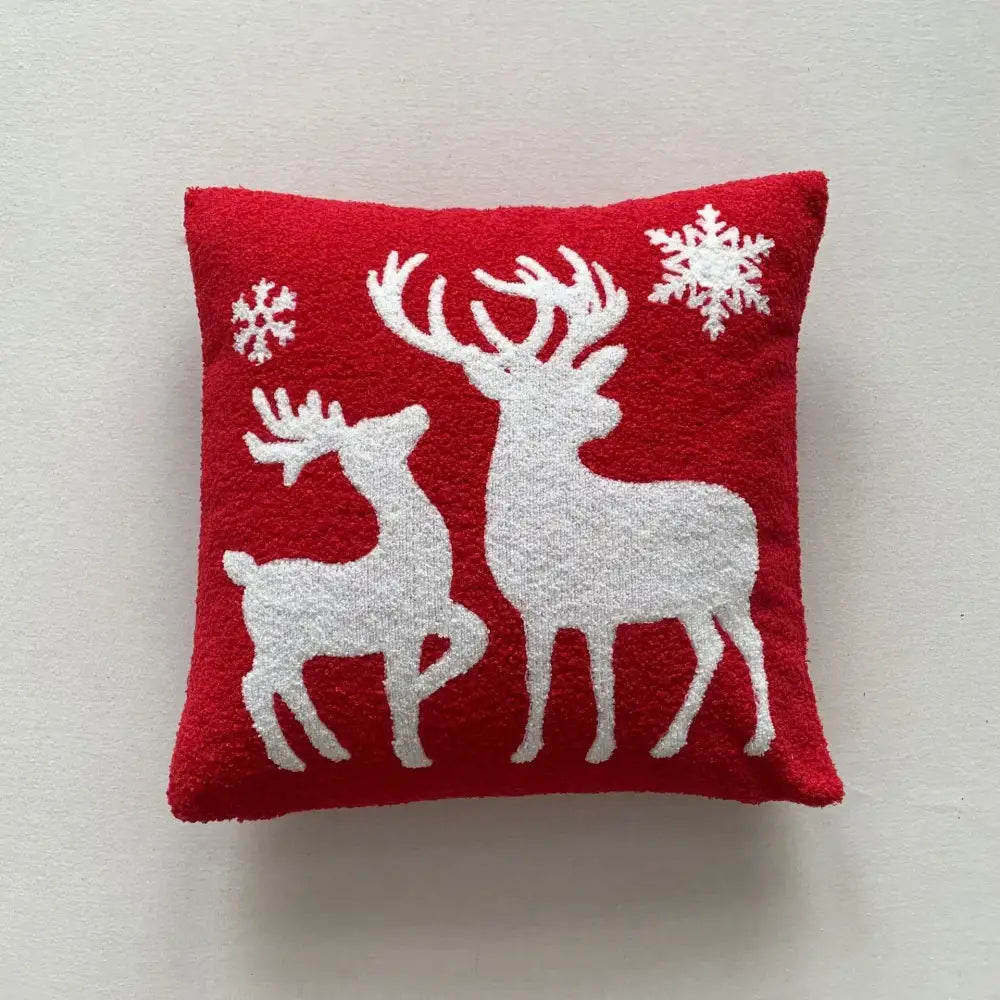 White plush christmas cartoon embroidered pillow covers living room