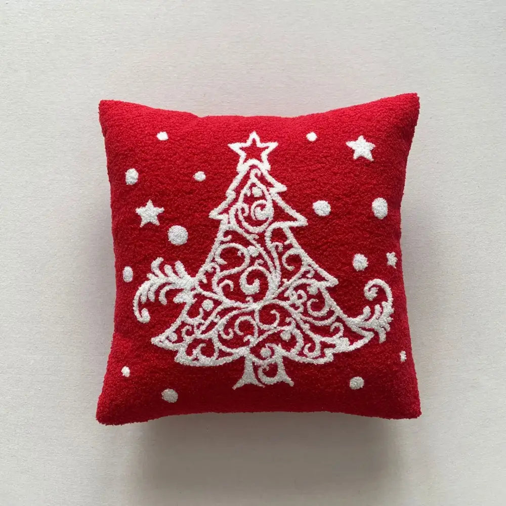 White plush christmas cartoon embroidered pillow covers living room