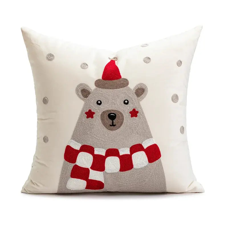 Christmas day embroidered pillowcase living room festive throw pillow