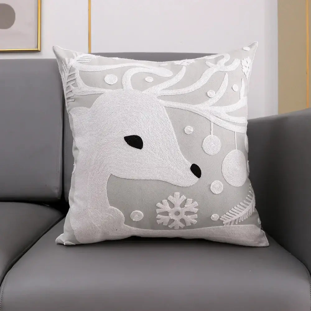 Red deer snowflake christmas cushion cover living room pillow case