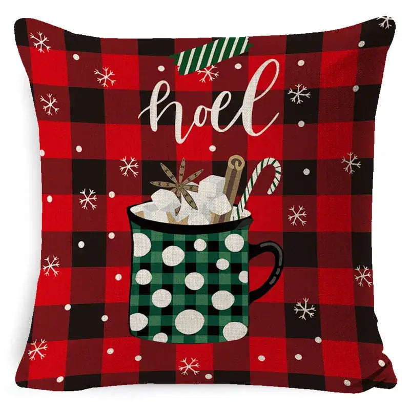 Festive reindeer and gnome christmas pillow cover set living room