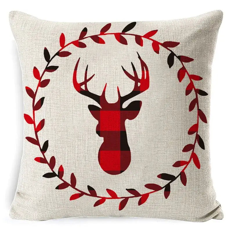 Festive reindeer and gnome christmas pillow cover set living room