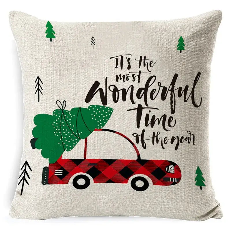 Festive reindeer and gnome christmas pillow cover set living room