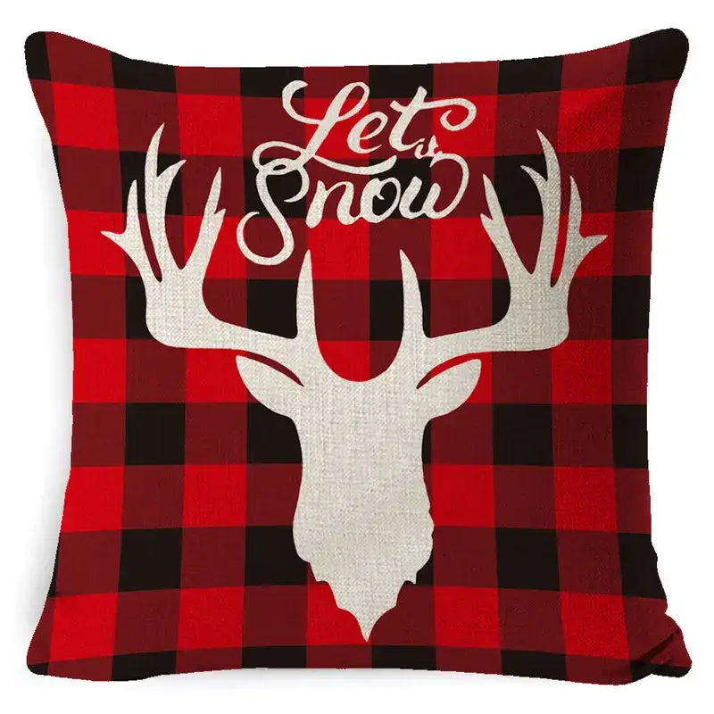 Festive reindeer and gnome christmas pillow cover set living room