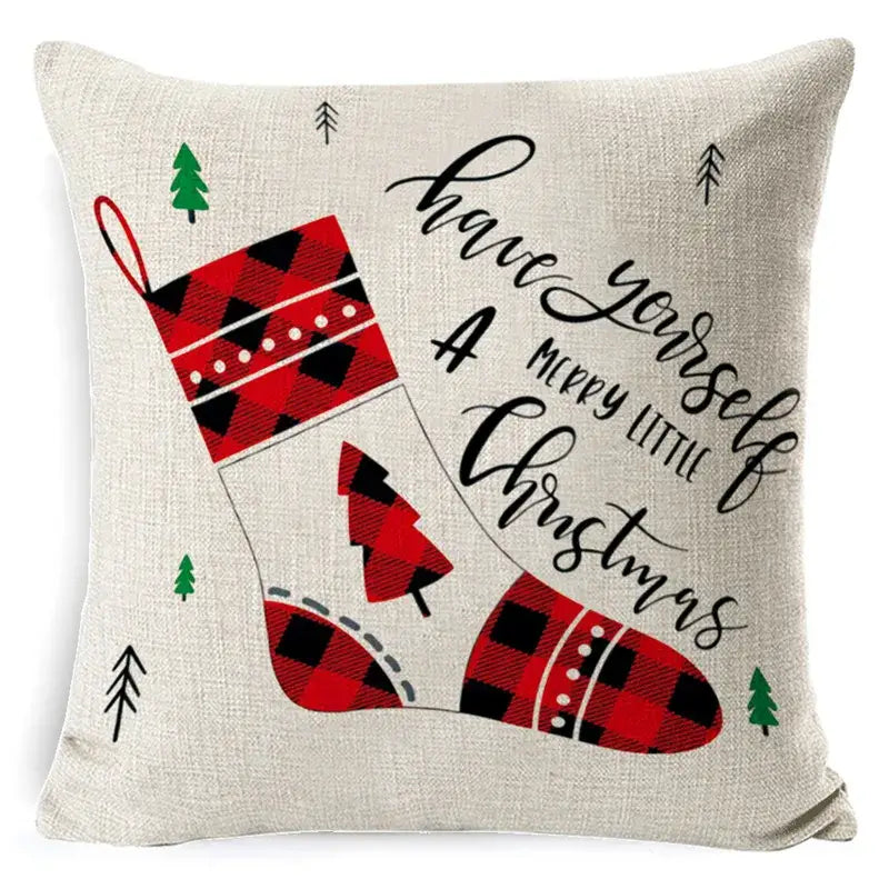 Festive reindeer and gnome christmas pillow cover set living room