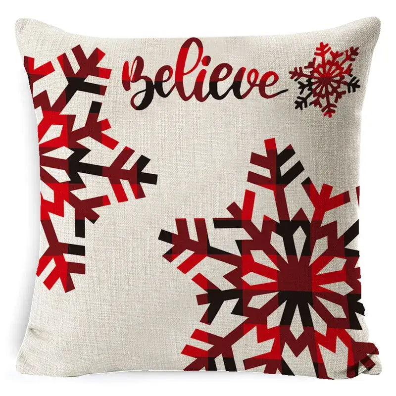 Festive reindeer and gnome christmas pillow cover set living room