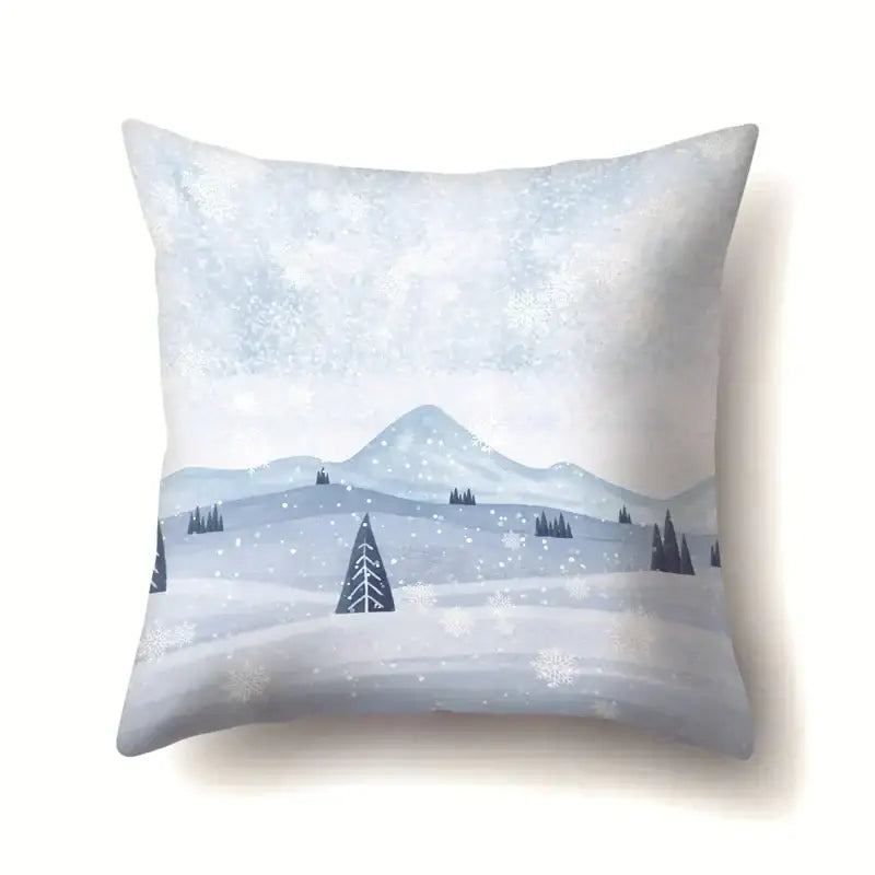 Winter landscape blue and white pillow case living room decor