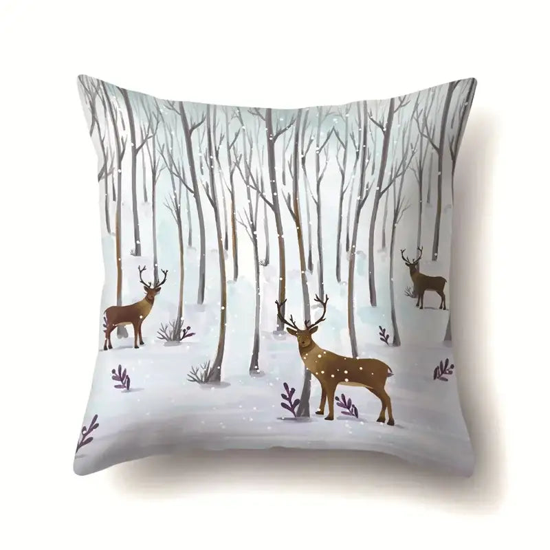 Winter landscape blue and white pillow case living room decor