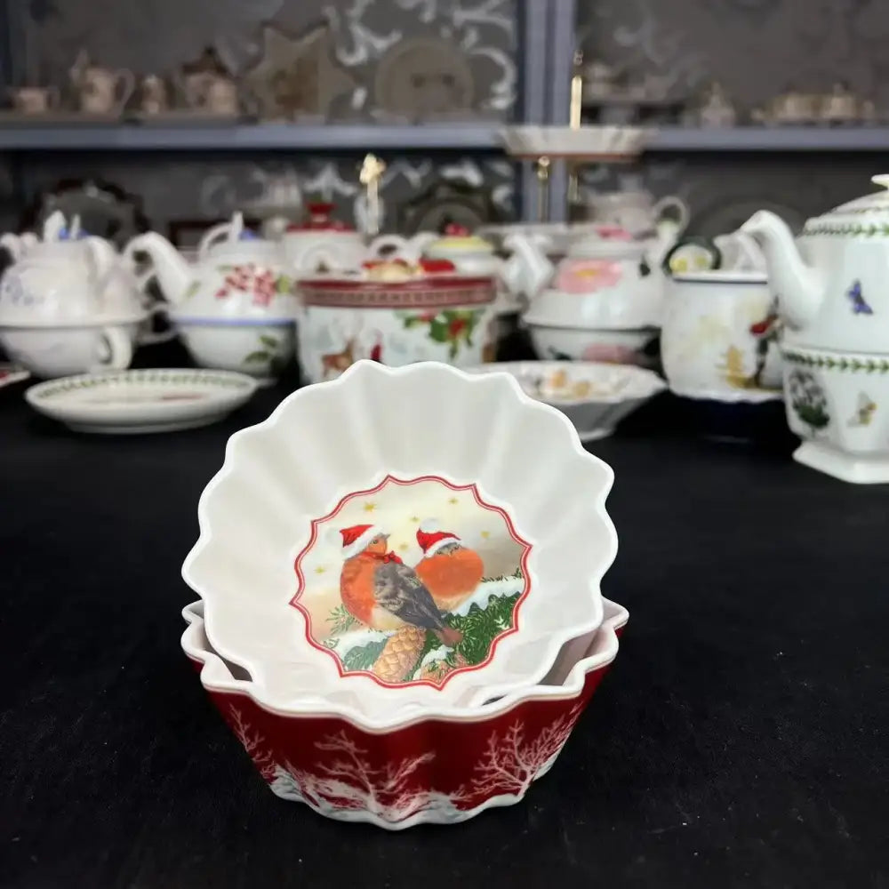 Festive red & white ceramic christmas dinnerware set – dining room