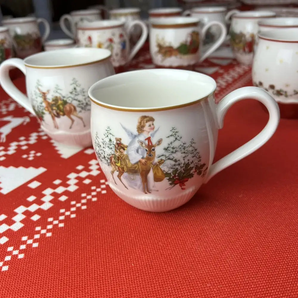 Festive red & white ceramic christmas dinnerware set – dining room