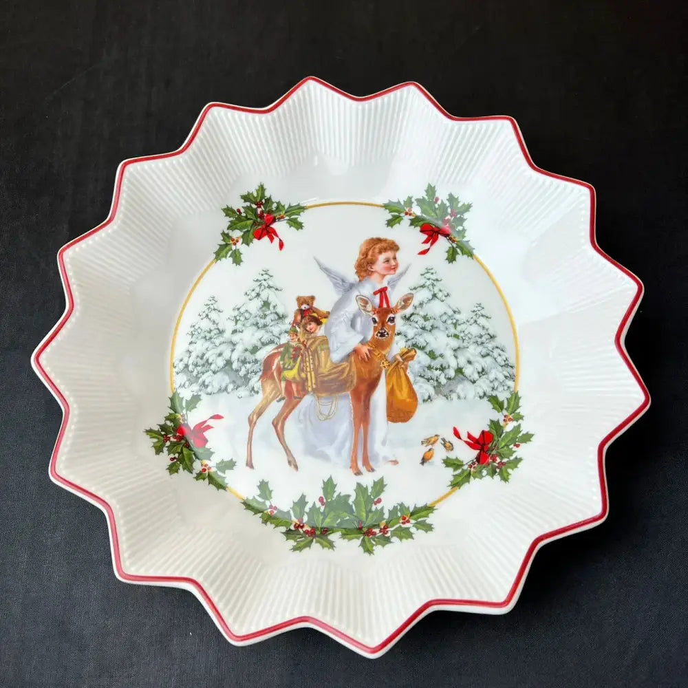 Festive red & white ceramic christmas dinnerware set – dining room