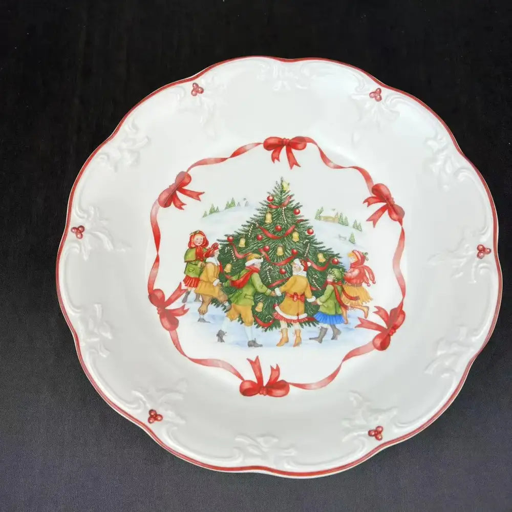 Festive red & white ceramic christmas dinnerware set – dining room