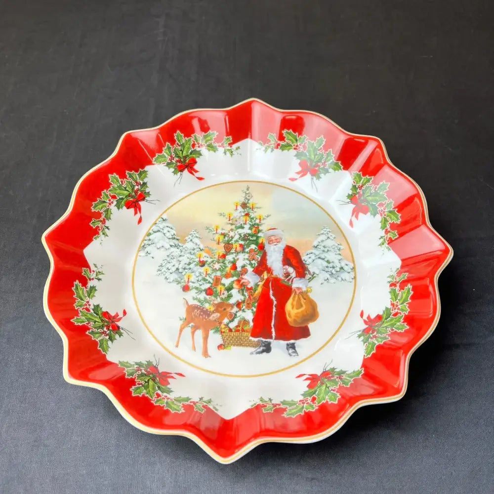 Festive red & white ceramic christmas dinnerware set – dining room