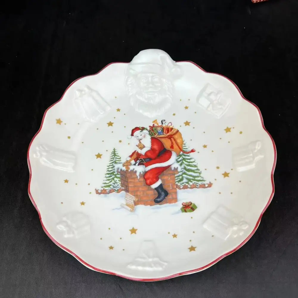Festive red & white ceramic christmas dinnerware set – dining room